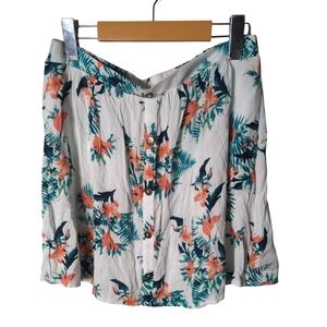 **4/$20** NWT George Tropical Floral Gauzy‎ Pull On Skirt Button Detail Size Lg